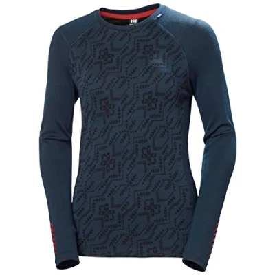 Abbildung von Helly Hansen Damen Lifa Merino Midweight Graphic Crew, Blau, XL
