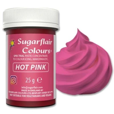 Abbildung von Sugarflair Spectral Hot Pink Lebensmittelfarbpaste, hochkonzentriert für die Verwendung mit Zuckerpasten, Buttercreme, Zuckerguss oder Kuchenmischung, lebendige Farbfarbe 25 g