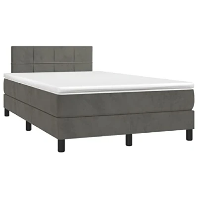 Abbildung von vidaXL Boxspringbett mit Matratze LED Bett Polsterbett Doppelbett Bettgestell Lattenrost Bettrahmen Hotelbett Schlafzimmerbett Dunkelgrau 120x200cm Samt