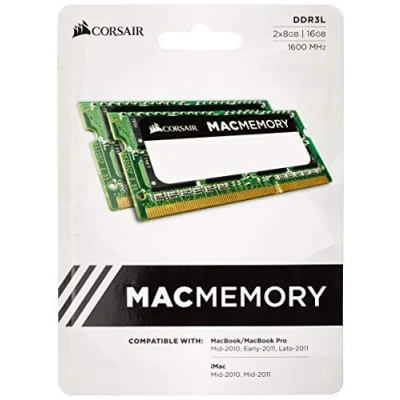 Abbildung von Corsair Mac Memory SODIMM 16GB (2x8GB) DDR3L 1600MHz CL11 Speicher für Systeme, Apple Qualifiziert Schwarz