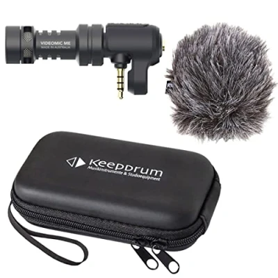 Abbildung von Rode VideoMic ME Kondensator Richtmikrofon für iOS und Smartphones + keepdrum Transport Softcase