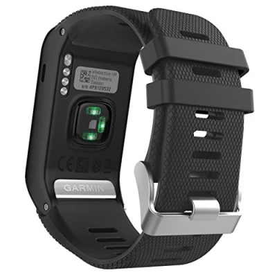 Abbildung von MoKo Sport Armband für vívoactive HR Silikon Ersatz Uhrenarmband Einstellbar Replacement Wechselarmband watch band Garmin GPS Smartwatch, Schwarz