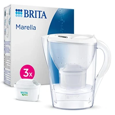 Abbildung von BRITA Wasserfilter Kanne Marella weiß (2,4l) inkl. 3x MAXTRA PRO All in 1 Kartusche zur Reduzierung von Kalk, Chlor, Blei, Kupfer &amp; geschmacksstörenden Stoffen im Wasser