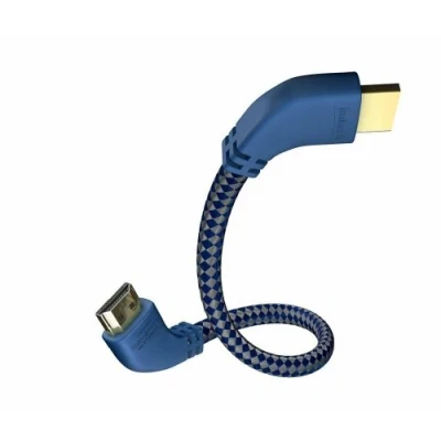 Abbildung von inakustik 0042502 Premium High Speed HDMI 2.0b Kabel mit Ethernet gewinkelte Stecker für platzsparenden Anschluss 2,0m in Blau/Silber 2160p 4K@50/60Hz ARC HDR Support HD Audio