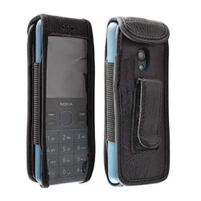 Abbildung von caseroxx Hülle Ledertasche mit Gürtelclip für Nokia 125/150 (2020) aus Echtleder, Tasche und Sichtfenster in schwarz