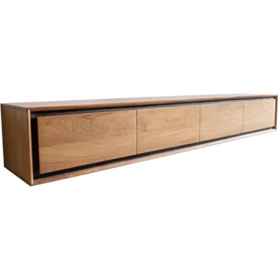 Abbildung von Lowboard Stonegrace 200 cm Akazie Natur 4 Türen Steinfurnier schwebend