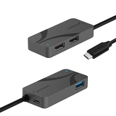 Abbildung von SABRENT USB C 3 Port Hub mit PD 3.0, 5 GBit/s 1 A Port, 480 MBit/s 2 Ports, &amp; 100W Power Delivery für Laptops, Steam Deck, ROG Ally, Tablets, Smartphones (HB C4WP)