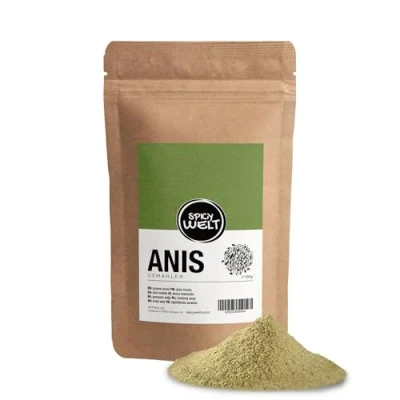 Abbildung von Spicy Welt Anis Gemahlen (250g) Fein Gemahlenes Anispulver in Premium Qualität für Backen, Tee, Desserts &amp; Gewürzmischungen Süßlich Aromatischer Geschmack 100% Naturrein, Ohne Zusätze