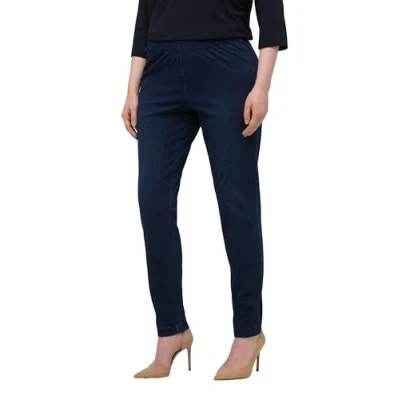Abbildung von Ulla Popken Damen Jersey Jeans Hosen, dunkelblau, 61W / 32L