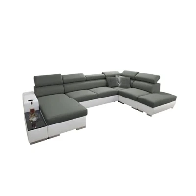 Abbildung von All4All Ecksofa mit Schlaffunktion Picanto 358 cm x 227 Wohnlandschaft U Form Sofa Bettkasten XXL Groß Gewebe Kunstleder Linke Seite Grau/Weiß Modern 26