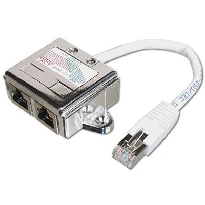 Abbildung von DIGITUS T Adapter RJ45 CAT5e 19cm 1xRJ45 Stecker auf 2xRJ45 Buchse