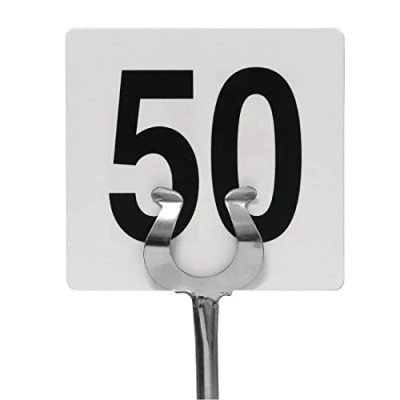 Abbildung von Olympia Tischnummern 1 50, 95(H) x 105(B)mm, strapazierfähiges, leicht zu reinigendes Plastik, doppelseitig, Restaurants Cafés, zur Verwendung mit Tischnummernständern, Packungsanzahl: GB629