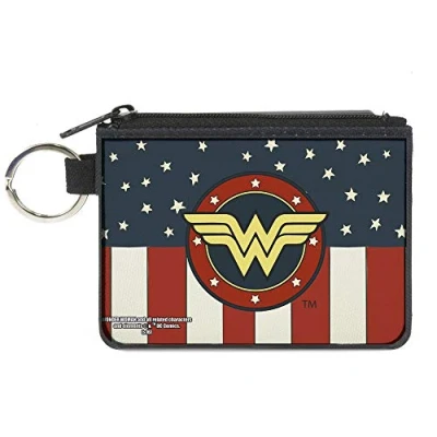 Abbildung von Buckle Down Damen Canvas Geldbörse Wonder Woman Münzgeldbörse, Mehrfarbig, 4.25&quot; x 3.25&quot;