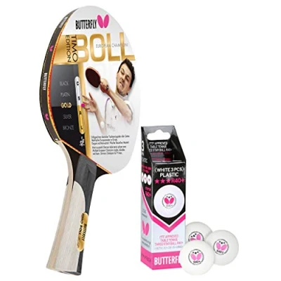 Abbildung von Butterfly 1x Timo Boll Gold 85020 Tischtennisschläger + 3x 40+ 3*** TT Bälle