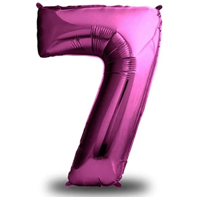 Abbildung von envami® Luftballon Geburtstag XXL Pink Riesen Folienballon in 40&quot; 101cm Geburtstagsdeko Ballon Zahl Deko zum Mädchen fliegt mit Helium (Zahl 7)
