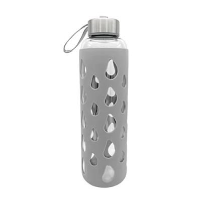 Abbildung von GEDA LABELS Unisex Erwachsene Silikon steingrau Trinkflasche, Glasflasche, 500 ml
