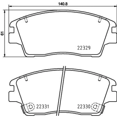 Abbildung von HELLA 8DB 355 031 671 Bremsbelagsatz inkl. Verschleißwarnkontakt mit Zubehör HYUNDAI: Tucson, ix35, Tucson Box Body / SUV, KIA: Sportage IV