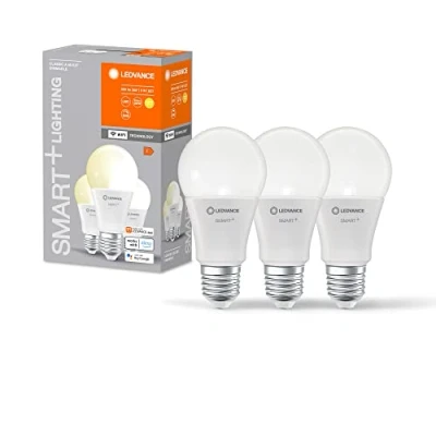 Abbildung von LEDVANCE Smarte LED Lampe mit WiFi Technologie für E27 Sockel, matte Optik ,Warmweiß (2700K), 1055 Lumen, Ersatz herkömmliche 75W Leuchtmittel, smart dimmbar, 3 er Pack