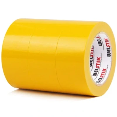 Abbildung von WELSTIK Professionelles Klebeband, 48 mm x 27 m, wasserdichtes Gewebe, farbiges Gaffer Klebeband für Reparaturen, Heimwerker, Handwerk, Innen und Außenbereich, Gelb, 3 Stück
