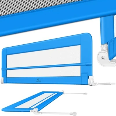 Abbildung von KESSER® Bettgitter 180 cm Bettschutzgitter Kinderbettgitter für Kinder Babybettgitter Klappbar, Tragbar, Kinderbett Kinderbettschutzgitter Rausfallschutz, Bett &amp; Elternbett hoch: 42 cm, Blau