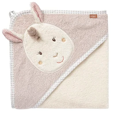 Abbildung von Fehn Kapuzenhandtuch Baby Lama Kuscheliges Babyhandtuch mit Kapuze Ideal als Badeponcho und Kuscheldecke Handtuch für zarte Babyhaut Kapuzentuch Babys &amp; Neugeborene ab 0+ Monaten