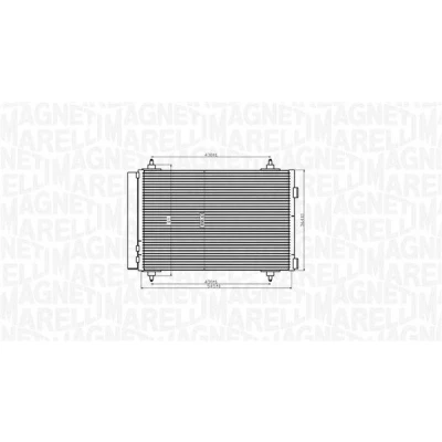 Abbildung von MAGNETI MARELLI 350203916000 Klimakondensator mit Trockner 545x358x16 358 545 16 PEUGEOT: 308 I Schrägheck, 307 CC, SW, CITROËN: C4 Schrägheck