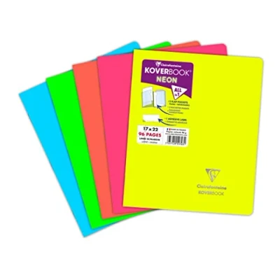 Abbildung von Clairefontaine 951723C Heft Koverbook NEON geheftet Umschlag aus PP blickdicht 17x22cm, 48 Blatt, liniert mit Rand, farbig sortiert in Neonfarben, 1 Stück