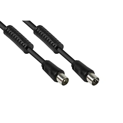 Abbildung von Good Connections SAT TV Antennenkabel Koax Stecker an Buchse 2x Mantelstromfilter (Ferritkern), Doppelschirmung, Schirmmaß &gt; 95dB schwarz, 7,5 m