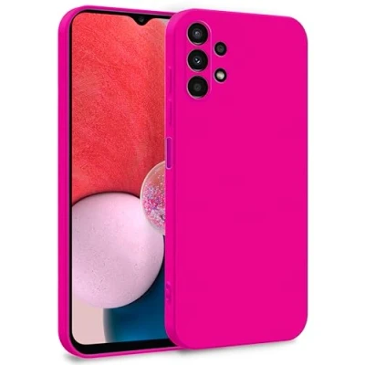 Abbildung von MyGadget Hülle für Samsung Galaxy A13 4G Zweilagige Handyhülle mit Kameraschutz Cover Innenfutter &amp; Silikon außen Magenta Rot