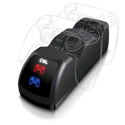 Abbildung von CSL Ladestation für PS4 Gamepads mit Mikro USB Ladekabel Ladegerät Doppeltes Schnellladegerät Zubehör Sony Playstation 4 / Slim Pro Dualshock Wireless Controller