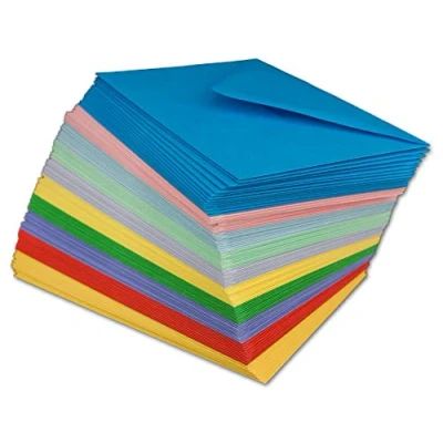 Abbildung von 50 Briefumschläge Bunt Mix DIN C6 100 g/m² Kuvert Ohne Fenster 11,4 x 16,2 cm Nassklebung spitze Klappe Umschläge Paket farbig zum basteln Glüxx Agent