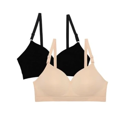 Abbildung von Fruit of The Loom Damen Bügelloser Push Up BH, Blickdicht, Black Hue/in Buff 2er Pack, 75C