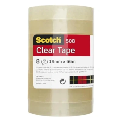 Abbildung von Scotch Transparentes Klebeband 508 8 Rollen 19mm x 66m Durchsichtiges Allzweckband für Schule, Heim und Büro