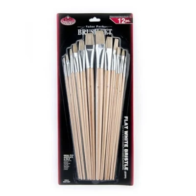 Abbildung von Royal &amp; Langnickel RSET 9601 White Bristle 12 teiliges Flachpinsel Set gemischt aus Borsten mit langem Griff