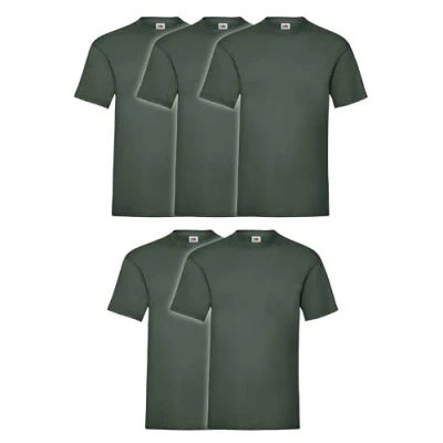 Abbildung von Fruit of the Loom 5er Pack Valueweight T Shirt + GRATIS MyShirt Stoffbeutel, Farbe:flaschengrün, Größe:L