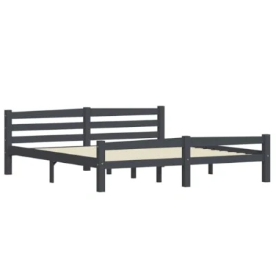 Abbildung von vidaXL Kiefernholz Massiv Bettgestell Holzbett Futonbett Bett Doppelbett Massivholzbett Bettrahmen Lattenrost Schlafzimmerbett Dunkelgrau 180x200cm