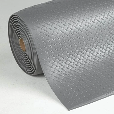 Abbildung von Floordirekt Anti Ermüdungsmatte, Stehmatte 90 x 100 cm Grau Robuste Arbeitsplatzmatte für Steharbeitsplatz Entlastet die Gelenke mehr Komfort beim Stehen Dyna Protect Diamond