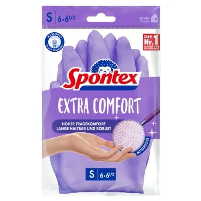 Abbildung von SPONTEX Latexhandschuhe Haushaltshandschuhe Extra Comfort Spülhandschuhe griffsicher (Spar Set)