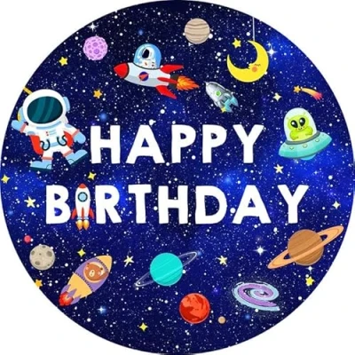 Abbildung von Fondant Tortenaufleger Tortenbild Geburtstag Happy Birthday/Astronaut/Weltall K 22