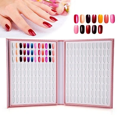 Abbildung von Nikou 216 Farben Nagel Gel Karte Nagellack Anzeigen Diagramm Buch Maniküre Display Nail Art Regal Zeige, Nailart Aufsteller für DIY Nagelkunst Salons (Farbe : Rosa)