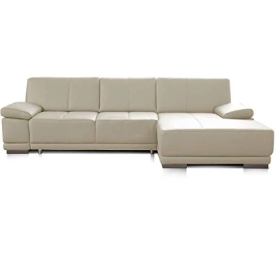 Abbildung von CAVADORE Schlafsofa Corianne in echtem Leder / Eckcouch mit Bettfunktion und beidseitiger Armteilverstellung 282 x 80 162 Echtleder, weiß