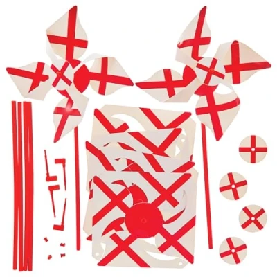 Abbildung von Baker Ross FX983 England Flag Windmühlen Bastelsets Packung mit 6, St. George&#039;s Day für Kinder