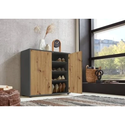 Abbildung von BMG Möbel Schuhkommode Mailand 4 (Schuhschrank Aktenschrank Kommode Anrichte, in verschiedenen Farben), Push to open Funktion