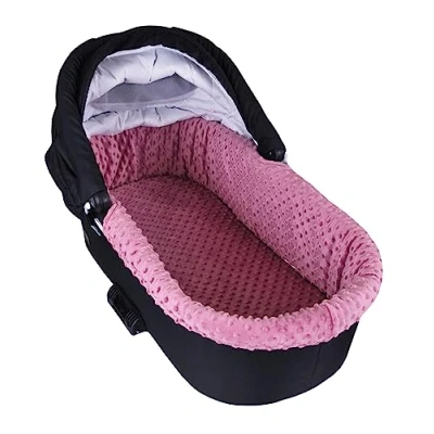 Abbildung von BABYLUX Kinderwagen Bezug Nestchen für BABYWANNE + Matratze 2 Tlg Set, W17 Rosa Elefanten