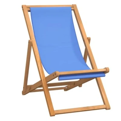 Abbildung von vidaXL Teak Liegestuhl Klappbar Sonnenliege Strandliege Gartenliege Strandstuhl Faltliege Campingstuhl Klappstuhl 56x105x96cm Blau