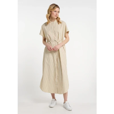 Abbildung von DREIMASTER Maritim Damen Blusenkleid M / Hellgelb Rot 100% Baumwolle