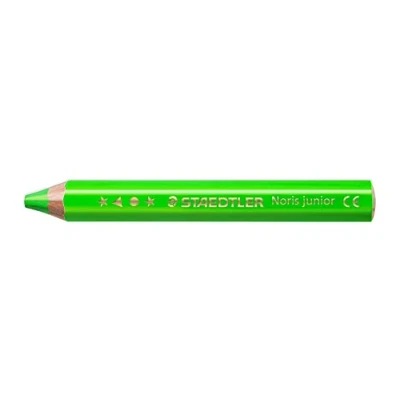 Abbildung von STAEDTLER 3in1 Buntstift Noris junior Bunt ,Wachsmal und Aquarellstift, neon grün, extra bruchsicher, ideal für Kinder, viele Oberflächen, 6 Buntstifte in 140 F5