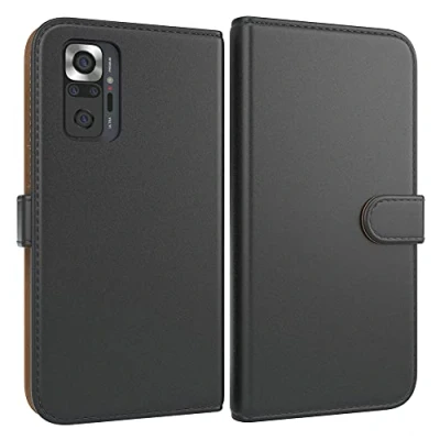 Abbildung von EAZY CASE Tasche kompatibel mit Xiaomi Redmi Note 10 Pro Schutzhülle Standfunktion Klapphülle im Bookstyle, Handytasche Handyhülle Cover Magnetverschluss und Kartenfach, Kunstleder, Schwarz