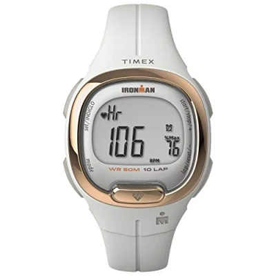 Abbildung von Timex Ironman Transit Damen Armbanduhr, 33 mm, weißes, zweiteiliges Kunstharzarmband, digitales Zifferblatt, weißes Gehäuse TW5M40400