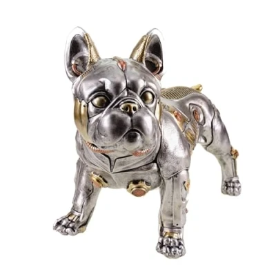 Abbildung von Kremers Schatzkiste Dekofigur Stolzer Löwe Steampunk Figur 34 cm Silber Polyresin Deko Skulptur